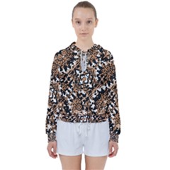 Modern Tribal Geometric Print Design Women s Tie Up Sweat