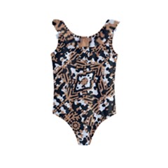 Modern Tribal Geometric Print Design Kids  Frill Swimsuit by dflcprintsclothing