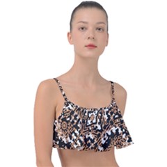 Modern Tribal Geometric Print Design Frill Bikini Top by dflcprintsclothing