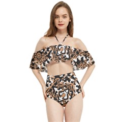 Modern Tribal Geometric Print Design Halter Flowy Bikini Set  by dflcprintsclothing