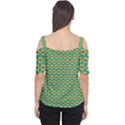 Green Floral Pattern Cutout Shoulder Tee View2