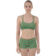 Green Floral Pattern Perfect Fit Gym Set