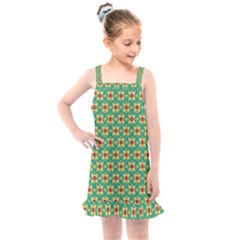 Green Floral Pattern Kids  Overall Dress by designsbymallika