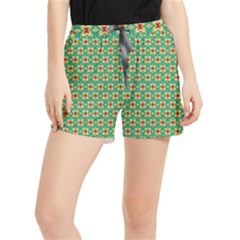 Green Floral Pattern Runner Shorts