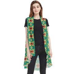 Green Floral Pattern Sleeveless Chiffon Waistcoat Shirt