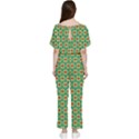 Green Floral Pattern Batwing Lightweight Jumpsuit View2