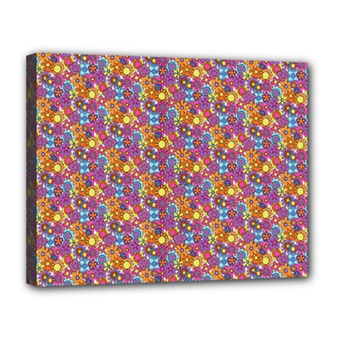 Groovy Floral Pattern Canvas 14  X 11  (stretched) by designsbymallika