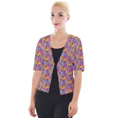 Groovy Floral Pattern Cropped Button Cardigan by designsbymallika