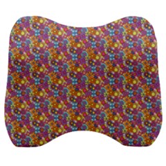 Groovy Floral Pattern Velour Head Support Cushion by designsbymallika