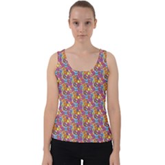 Groovy Floral Pattern Velvet Tank Top by designsbymallika