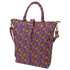 Groovy Floral Pattern Buckle Top Tote Bag by designsbymallika