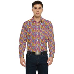 Groovy Floral Pattern Men s Long Sleeve Pocket Shirt 