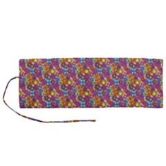 Groovy Floral Pattern Roll Up Canvas Pencil Holder (m) by designsbymallika