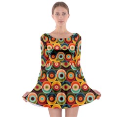 Multicolor Geometric Pattern Long Sleeve Skater Dress by designsbymallika