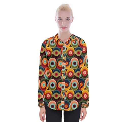 Multicolor Geometric Pattern Womens Long Sleeve Shirt by designsbymallika