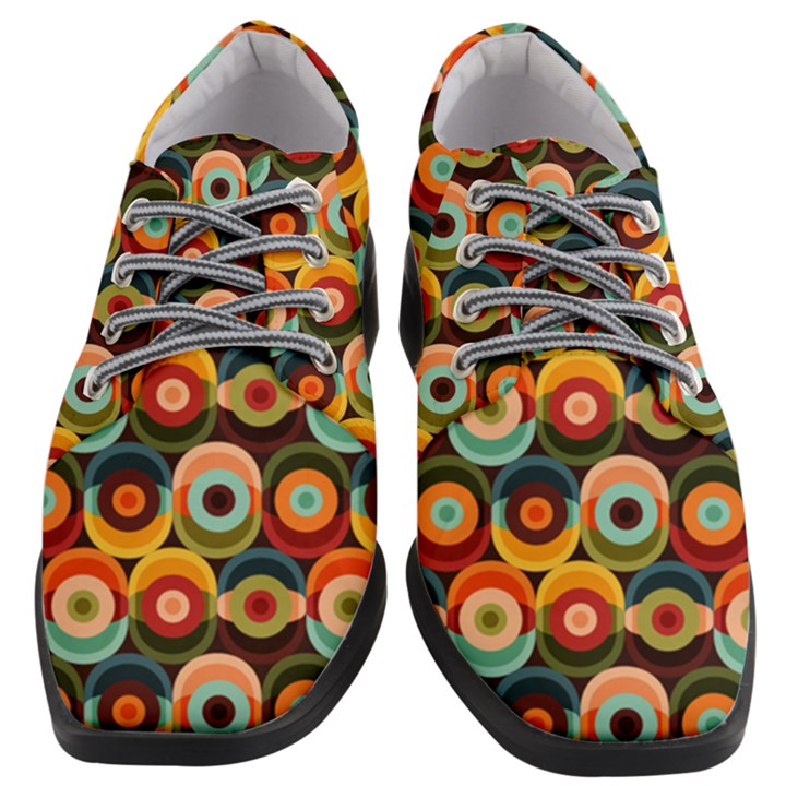 Multicolor Geometric Pattern Women Heeled Oxford Shoes