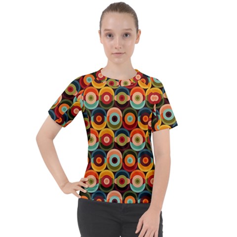 Multicolor Geometric Pattern Women s Sport Raglan Tee by designsbymallika