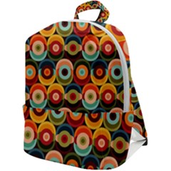 Multicolor Geometric Pattern Zip Up Backpack by designsbymallika