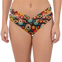 Multicolor Geometric Pattern Double Strap Halter Bikini Bottom