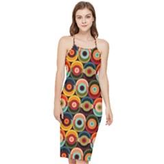 Multicolor Geometric Pattern Bodycon Cross Back Summer Dress