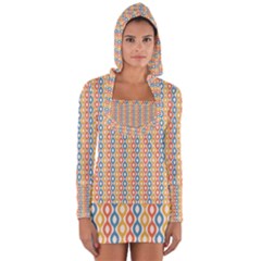 Psychedelic Groovy Pattern Long Sleeve Hooded T-shirt by designsbymallika