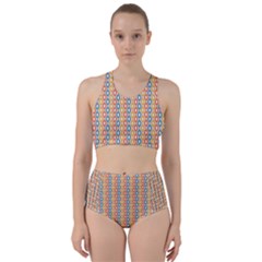 Psychedelic Groovy Pattern Racer Back Bikini Set by designsbymallika