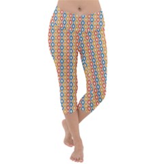 Psychedelic Groovy Pattern Lightweight Velour Capri Yoga Leggings by designsbymallika