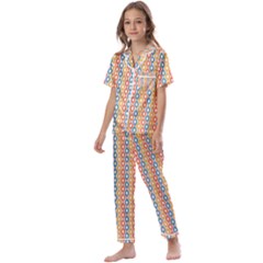 Psychedelic Groovy Pattern Kids  Satin Short Sleeve Pajamas Set