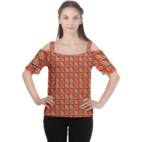 Square Floral Print Cutout Shoulder Tee by designsbymallika