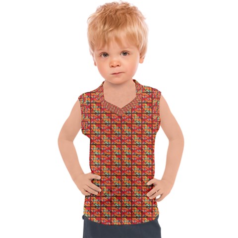 Square Floral Print Kids  Sport Tank Top by designsbymallika