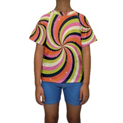 Psychedelic Groovy Orange Kids  Short Sleeve Swimwear by designsbymallika