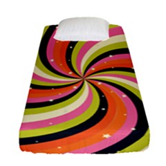 Psychedelic Groovy Orange Fitted Sheet (single Size) by designsbymallika