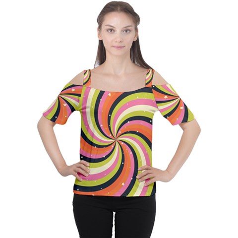 Psychedelic Groovy Orange Cutout Shoulder Tee by designsbymallika