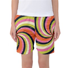 Psychedelic Groovy Orange Women s Basketball Shorts by designsbymallika