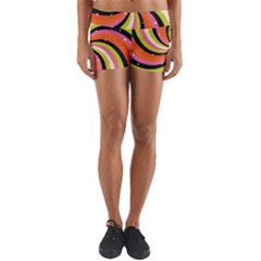 Psychedelic Groovy Orange Yoga Shorts by designsbymallika