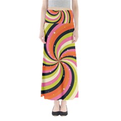 Psychedelic Groovy Orange Full Length Maxi Skirt by designsbymallika