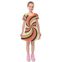 Psychedelic Groovy Orange Kids  Short Sleeve Velvet Dress by designsbymallika