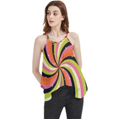 Psychedelic Groovy Orange Flowy Camisole Tank Top