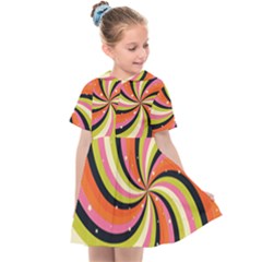 Psychedelic Groovy Orange Kids  Sailor Dress by designsbymallika