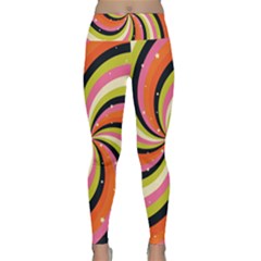 Psychedelic Groovy Orange Lightweight Velour Classic Yoga Leggings by designsbymallika