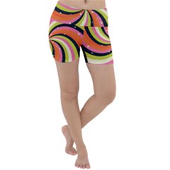 Psychedelic Groovy Orange Lightweight Velour Yoga Shorts by designsbymallika