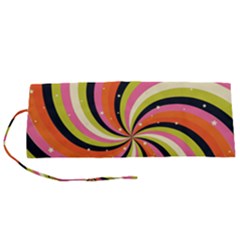 Psychedelic Groovy Orange Roll Up Canvas Pencil Holder (s) by designsbymallika