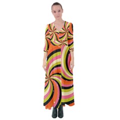 Psychedelic Groovy Orange Button Up Maxi Dress by designsbymallika