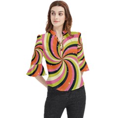 Psychedelic Groovy Orange Loose Horn Sleeve Chiffon Blouse