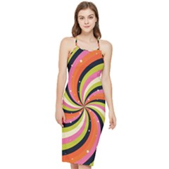 Psychedelic Groovy Orange Bodycon Cross Back Summer Dress