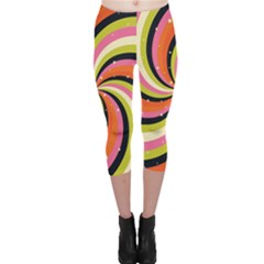 Psychedelic Groovy Orange Capri Leggings  by designsbymallika