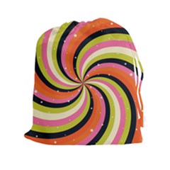 Psychedelic Groovy Orange Drawstring Pouch (2xl) by designsbymallika