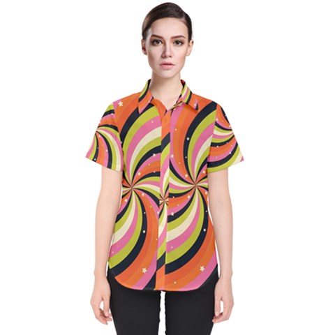 Psychedelic Groovy Orange Women s Short Sleeve Shirt by designsbymallika