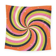 Psychedelic Groovy Orange Square Tapestry (large) by designsbymallika