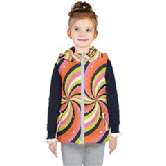 Psychedelic Groovy Orange Kids  Hooded Puffer Vest by designsbymallika